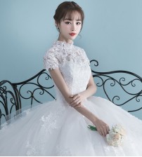 新娘婚紗-中腰短袖齊地 (待購中)